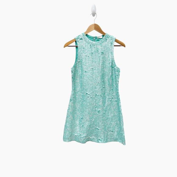Julia Amory Baby Jane Dress Aqua Green Sequins Sample‎ Fall-26 Size XS - Picture 1 of 9
